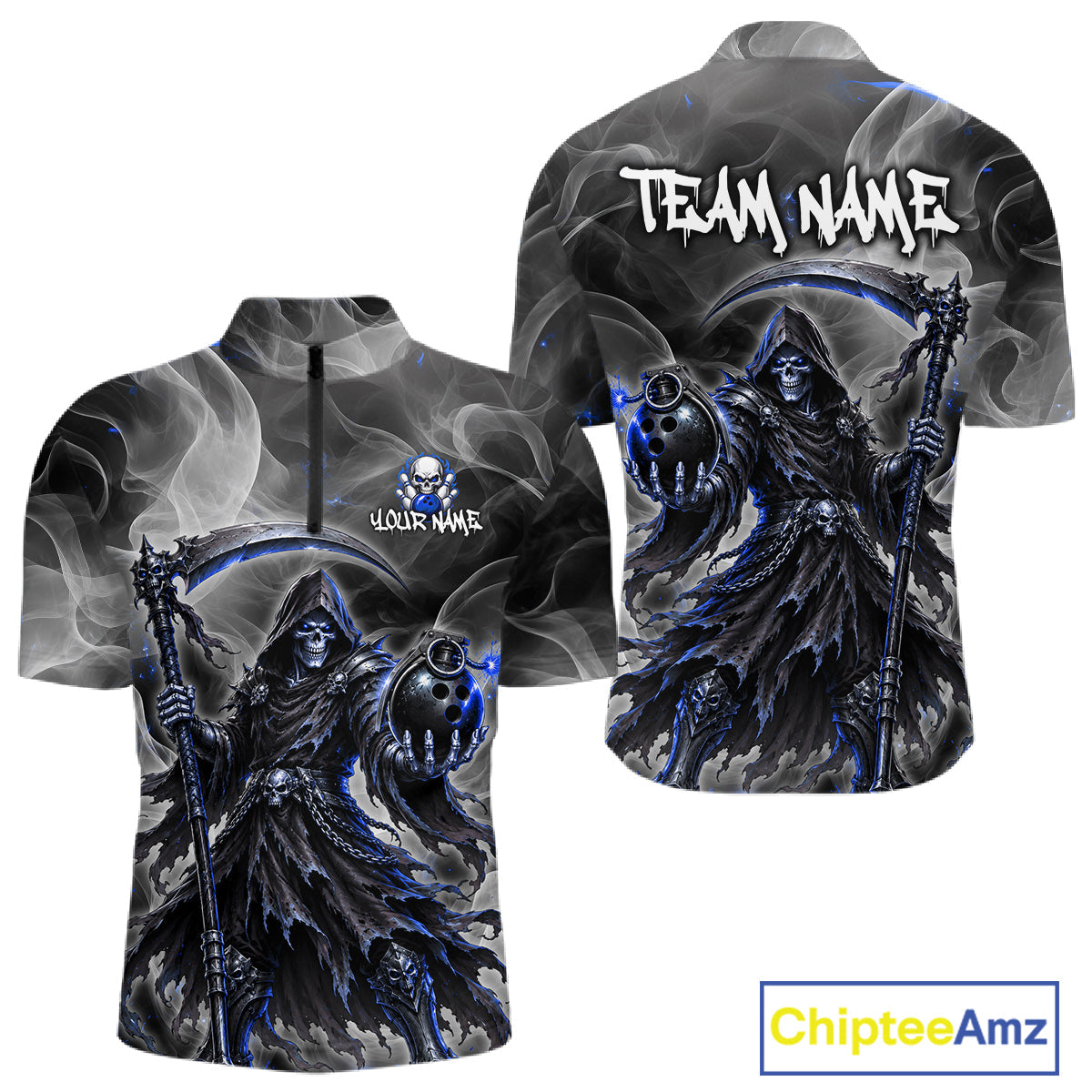 Smoke Grim Reaper Bowling Shirt Personalized Bowling Team Jersey