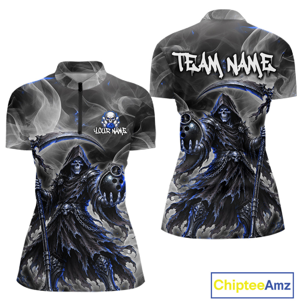 Smoke Grim Reaper Bowling Shirt Personalized Bowling Team Jersey