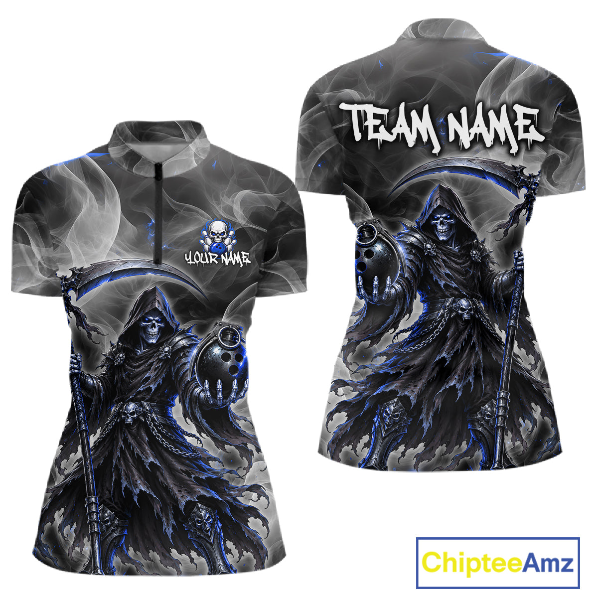 Smoke Grim Reaper Bowling Shirt Personalized Bowling Team Jersey