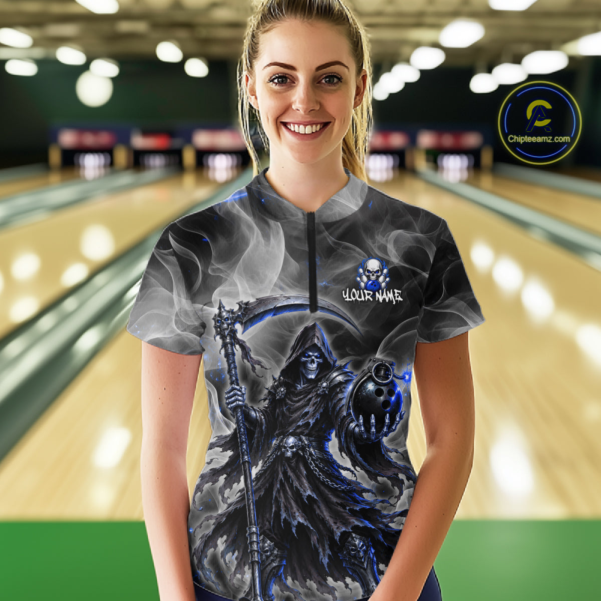 Smoke Grim Reaper Bowling Shirt Personalized Bowling Team Jersey