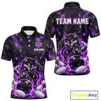 Wolf Bowling Shirt Custom Purple Bowling Team Jersey Polo & 1/4-Zip