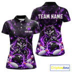Wolf Bowling Shirt Custom Purple Bowling Team Jersey Polo & 1/4-Zip