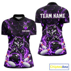 Wolf Bowling Shirt Custom Purple Bowling Team Jersey Polo & 1/4-Zip