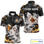 Custom Funny Ghost & Beer Bowling Shirt Black Yellow Bowling Team Jersey Polo & 1/4-Zip