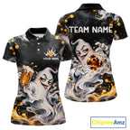 Custom Funny Ghost & Beer Bowling Shirt Black Yellow Bowling Team Jersey Polo & 1/4-Zip