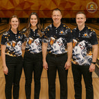 Custom Funny Ghost & Beer Bowling Shirt Black Yellow Bowling Team Jersey Polo & 1/4-Zip