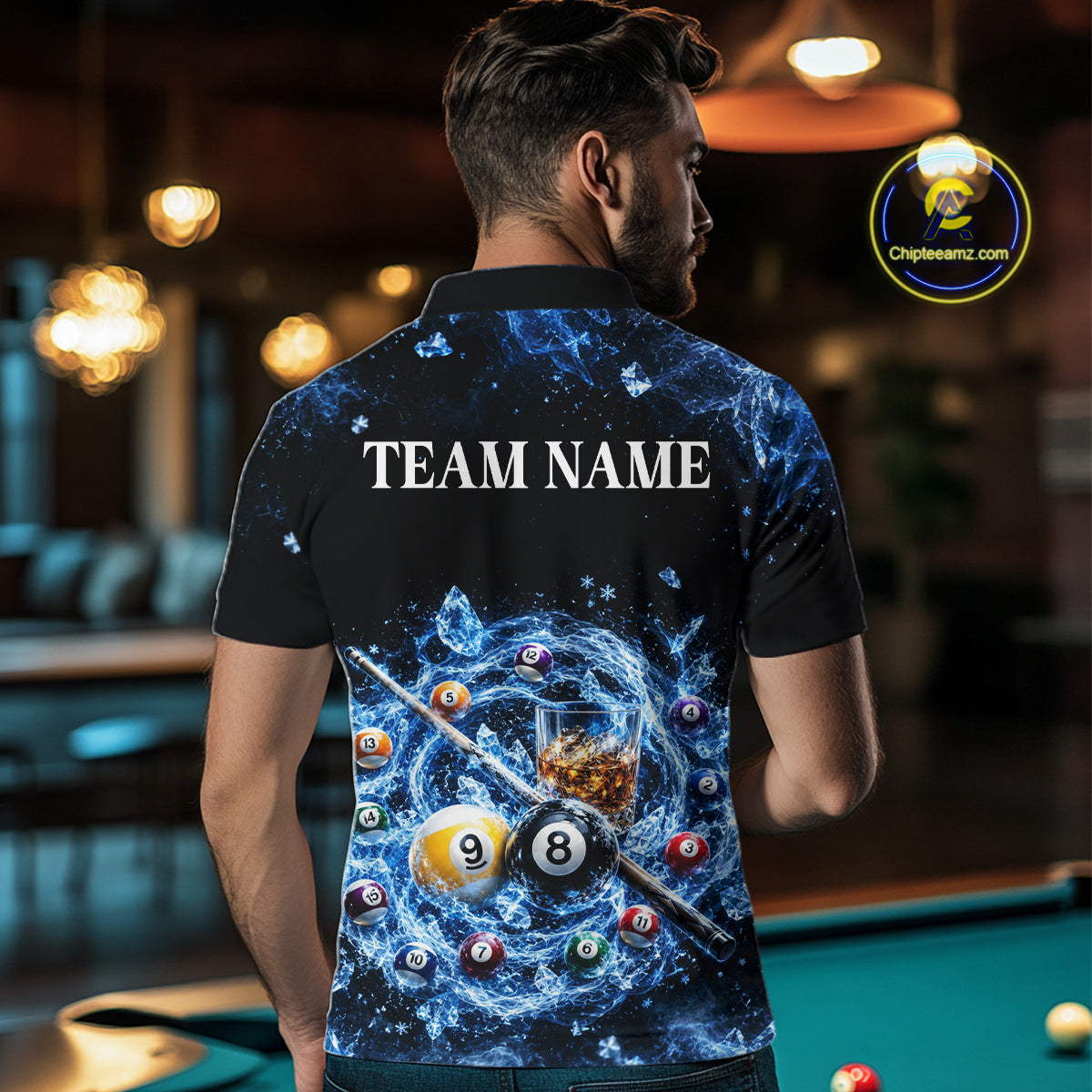 Custom Ice Whiskey Billiard Shirt 8 Ball & 9 Ball Pool Jersey