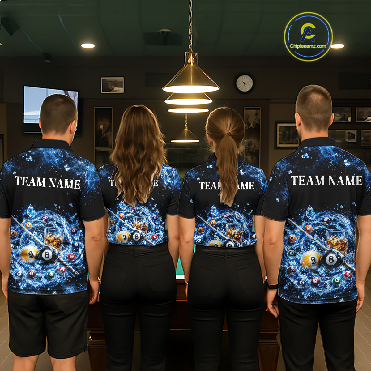 Custom Ice Whiskey Billiard Shirt 8 Ball & 9 Ball Pool Jersey