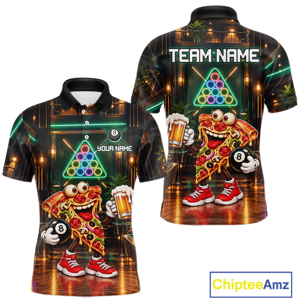 Custom Pizza & Beer Billiard Shirts 8 Ball Funny Pool Jersey