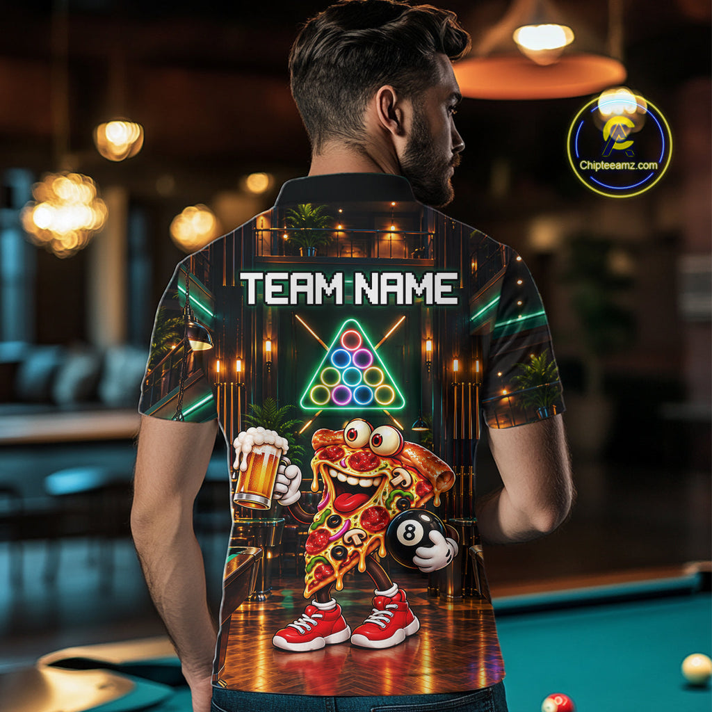 Custom Pizza & Beer Billiard Shirts 8 Ball Funny Pool Jersey