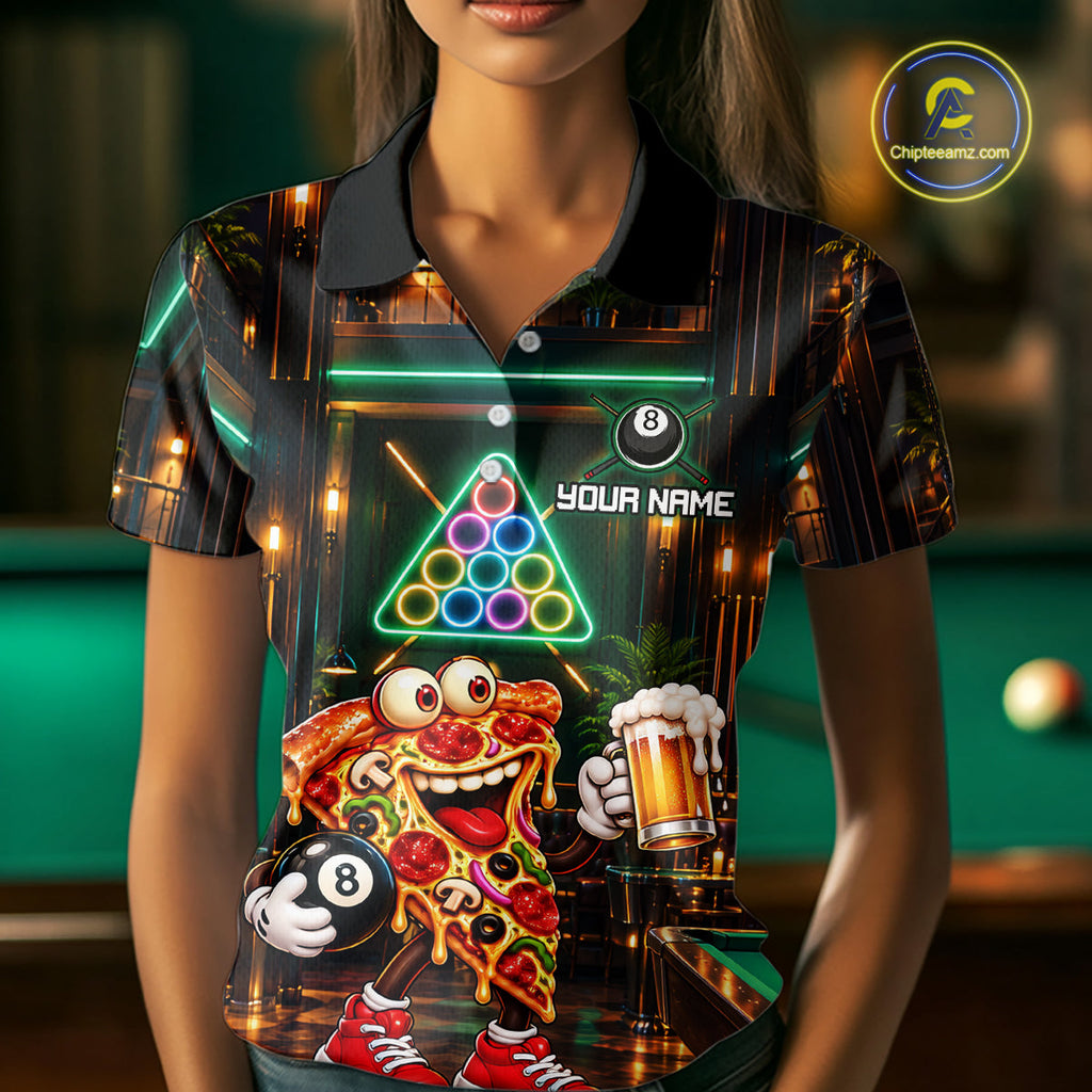 Custom Pizza & Beer Billiard Shirts 8 Ball Funny Pool Jersey