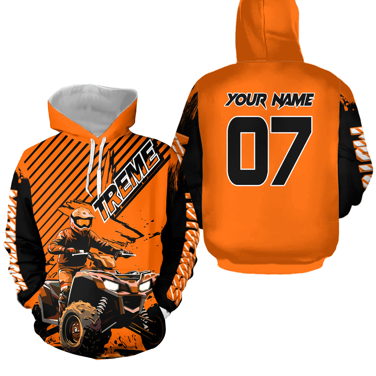 Custom Orange ATV Racing Hoodie + Motocross Hoodie Extreme Riding Sweatshirt