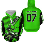 Custom Green ATV Racing Hoodie + Motocross Hoodie Extreme Riding Sweatshirt