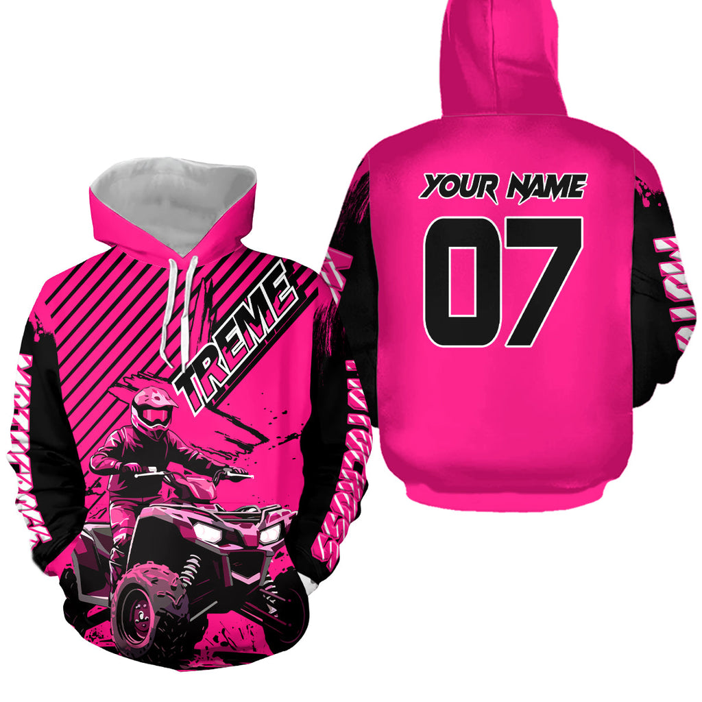 Custom Pink ATV Racing Hoodie + Motocross Hoodie Extreme Riding Sweatshirt