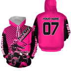 Custom Pink ATV Racing Hoodie + Motocross Hoodie Extreme Riding Sweatshirt