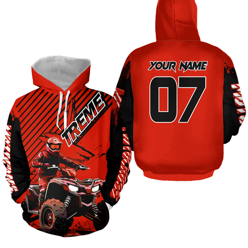 Custom Red ATV Racing Hoodie + Motocross Hoodie Extreme Riding Sweatshirt