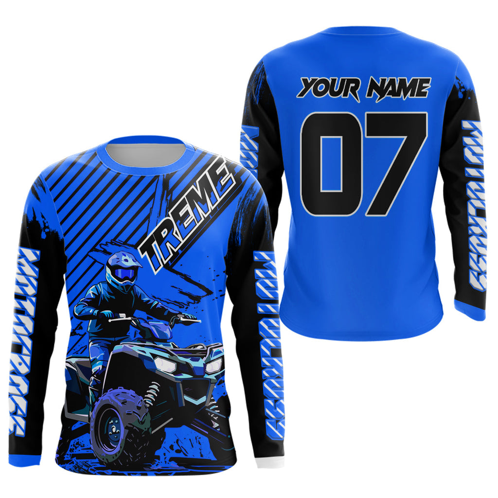 Blue ATV Racing Jersey Upf30+ Custom Motocross Jersey Extreme Riding Shirt