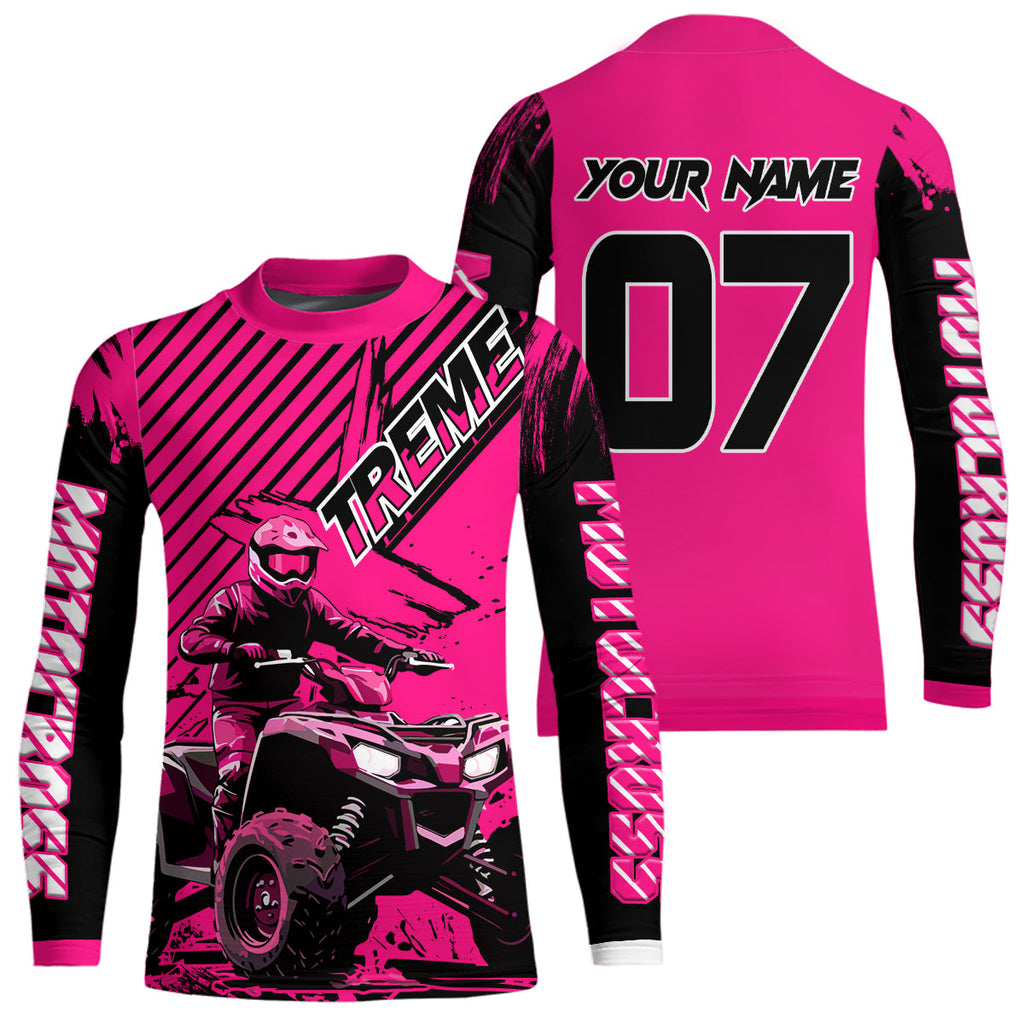 Pink ATV Racing Jersey Upf30+ Custom Motocross Jersey Extreme Riding Shirt