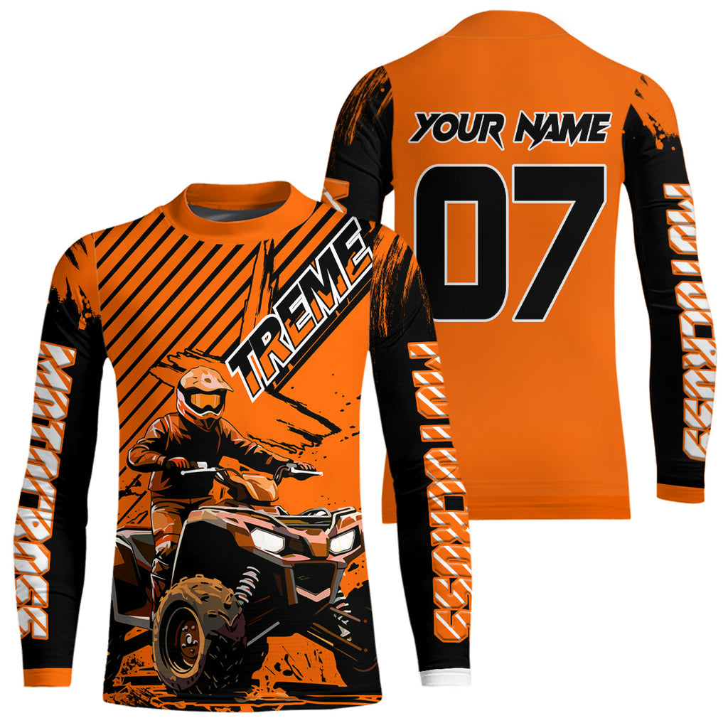 Orange ATV Racing Jersey Upf30+ Custom Motocross Jersey Extreme Riding Shirt