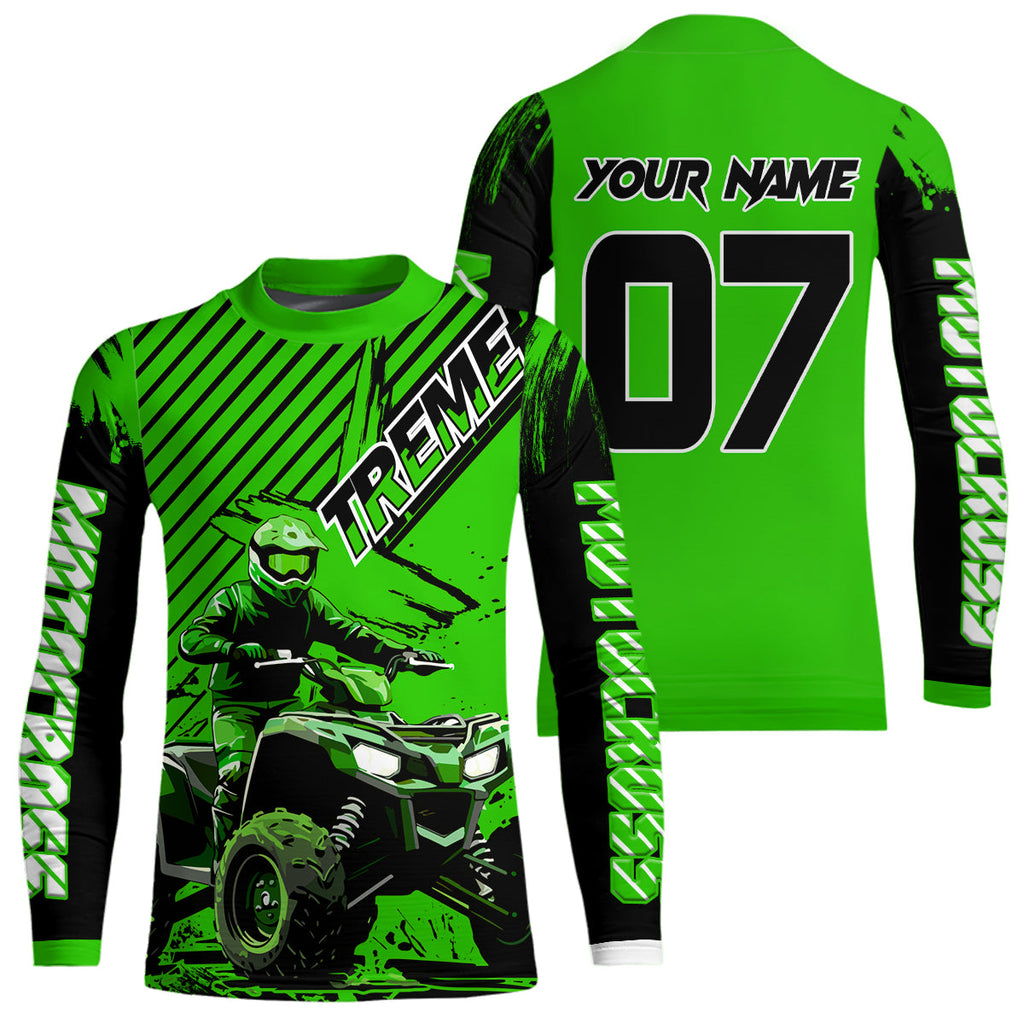 Green ATV Racing Jersey Upf30+ Custom Motocross Jersey Extreme Riding Shirt