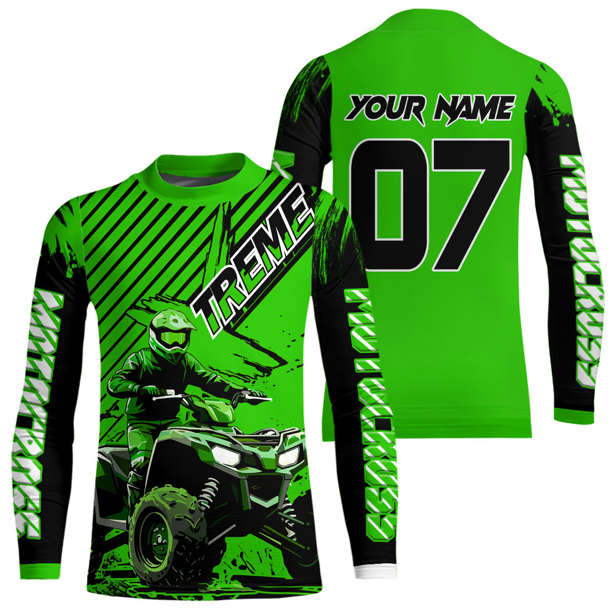 Green ATV Racing Jersey Upf30+ Custom Motocross Jersey Extreme Riding Shirt