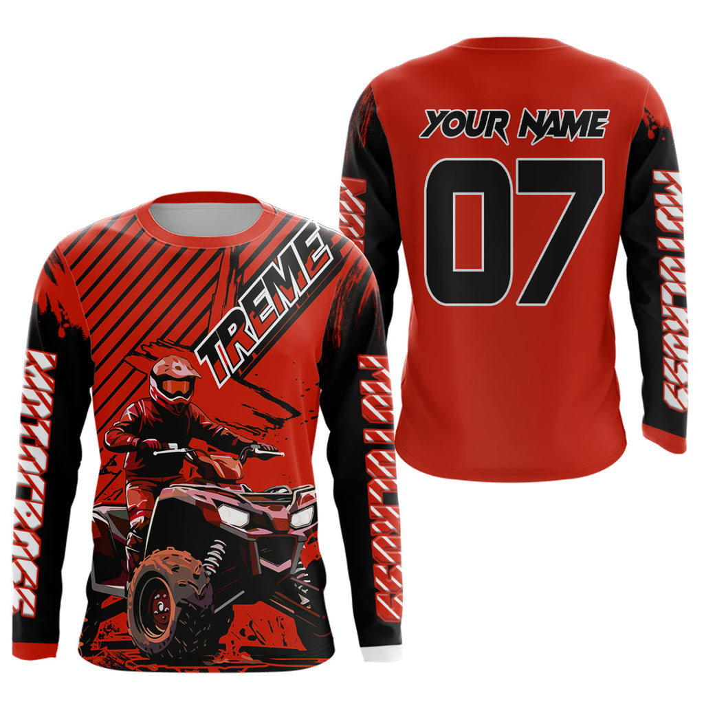 Red ATV Racing Jersey Upf30+ Custom Motocross Jersey Extreme Riding Shirt