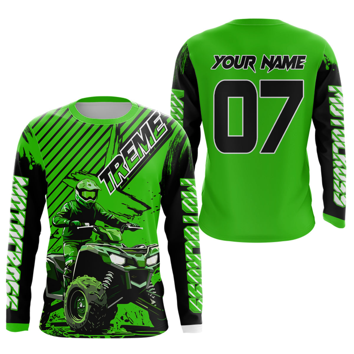Green ATV Racing Jersey Upf30+ Custom Motocross Jersey Extreme Riding Shirt