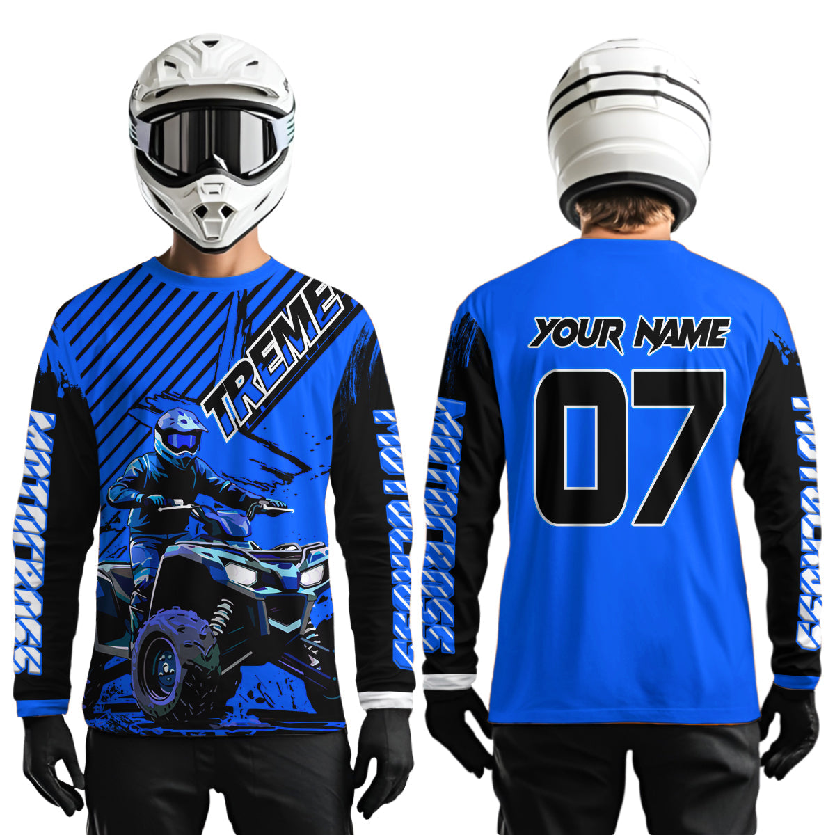 Blue ATV Racing Jersey Upf30+ Custom Motocross Jersey Extreme Riding Shirt