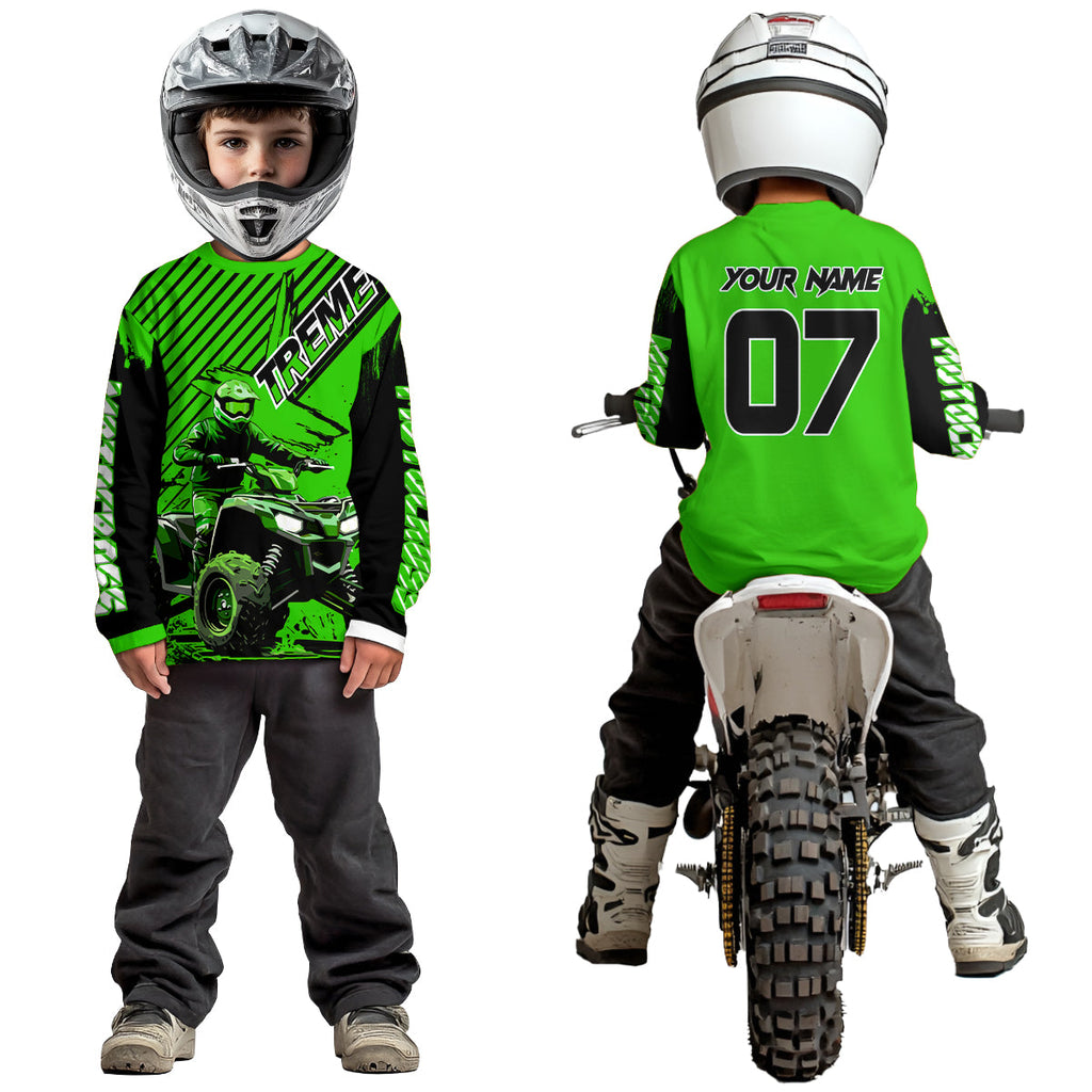 Green ATV Racing Jersey Upf30+ Custom Motocross Jersey Extreme Riding Shirt