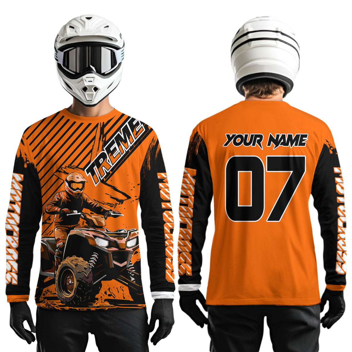 Orange ATV Racing Jersey Upf30+ Custom Motocross Jersey Extreme Riding Shirt