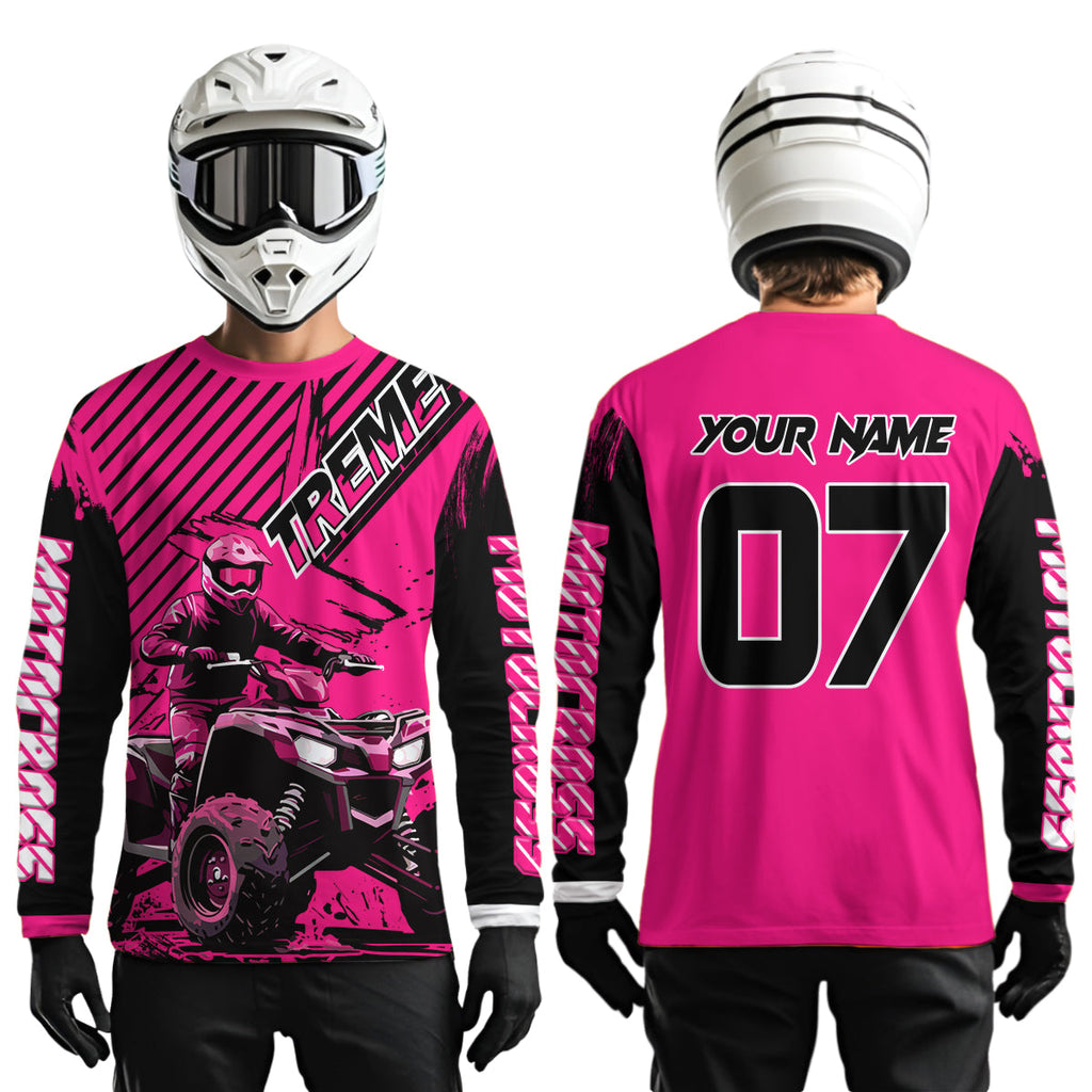 Pink ATV Racing Jersey Upf30+ Custom Motocross Jersey Extreme Riding Shirt