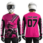 Pink ATV Racing Jersey Upf30+ Custom Motocross Jersey Extreme Riding Shirt