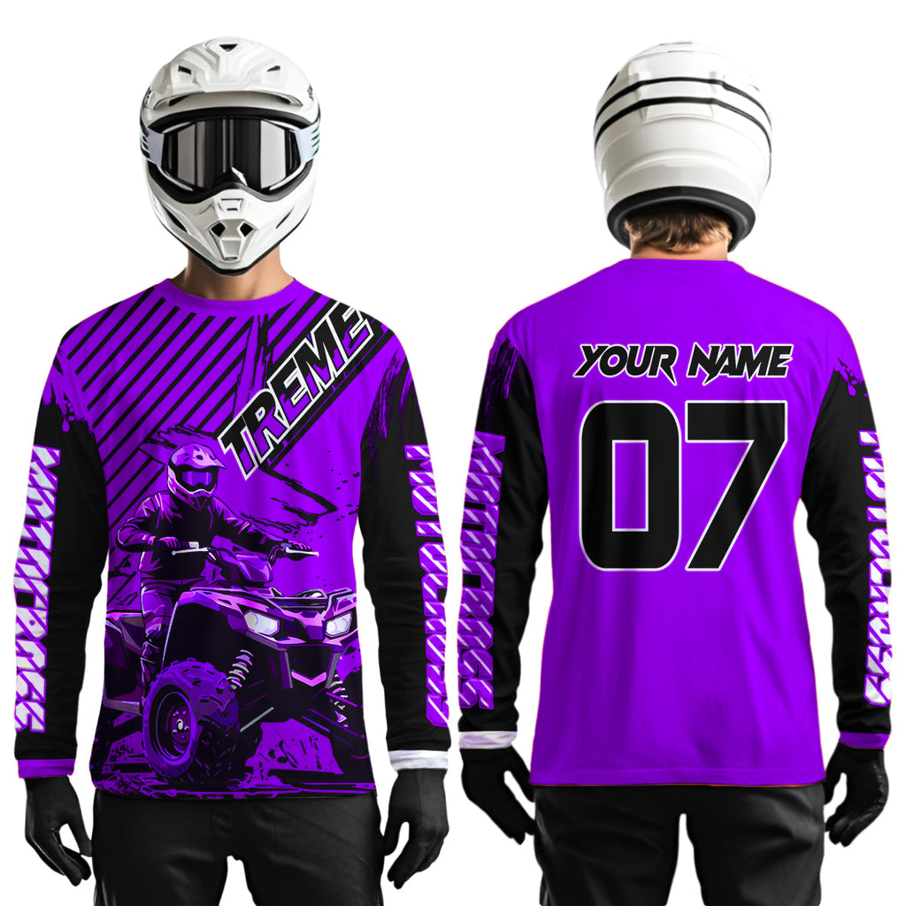 Purple ATV Racing Jersey Upf30+ Custom Motocross Jersey Extreme Riding Shirt