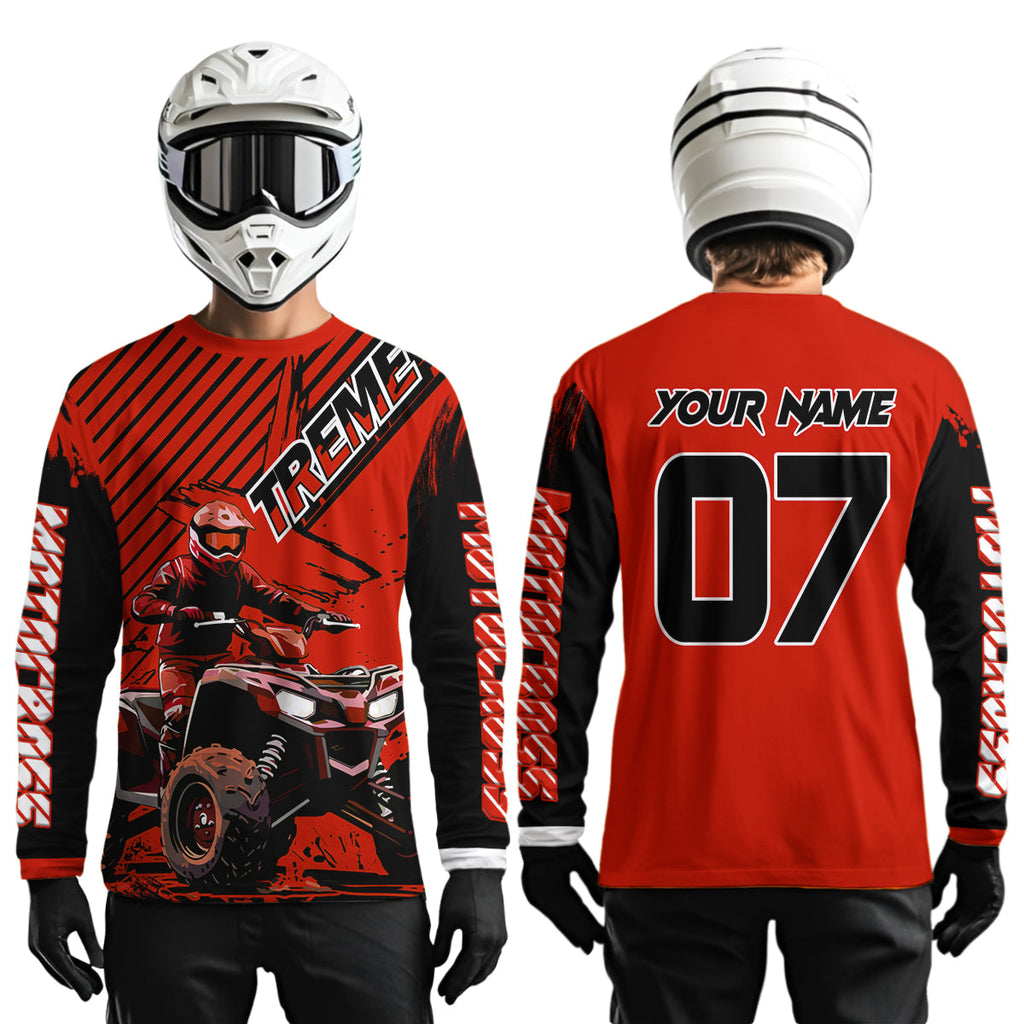 Red ATV Racing Jersey Upf30+ Custom Motocross Jersey Extreme Riding Shirt