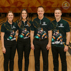 Custom Funny Bulldog Bowling Shirt Emerald & Antique Gold Bowling Jersey Polo & 1/4-Zip