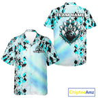 Custom Aurora Gradient Bowling Hawaiian Shirt Teal Argyle Bowling Button Up Shirt