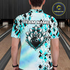Custom Aurora Gradient Bowling Shirt Teal Argyle Bowling Jersey Bowling Outfit