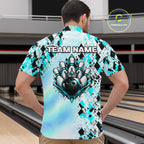 Custom Aurora Gradient Bowling Shirt Teal Argyle Bowling Jersey Bowling Outfit