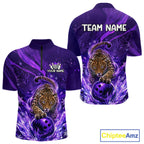 Custom Leopard Bowling Team Shirt Purple Bowling Jersey
