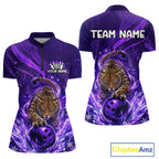 Custom Leopard Bowling Team Shirt Purple Bowling Jersey