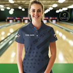 Custom American Flag Eagle Bowling Shirt Polo & Quarter-Zip Bowling Team Jersey