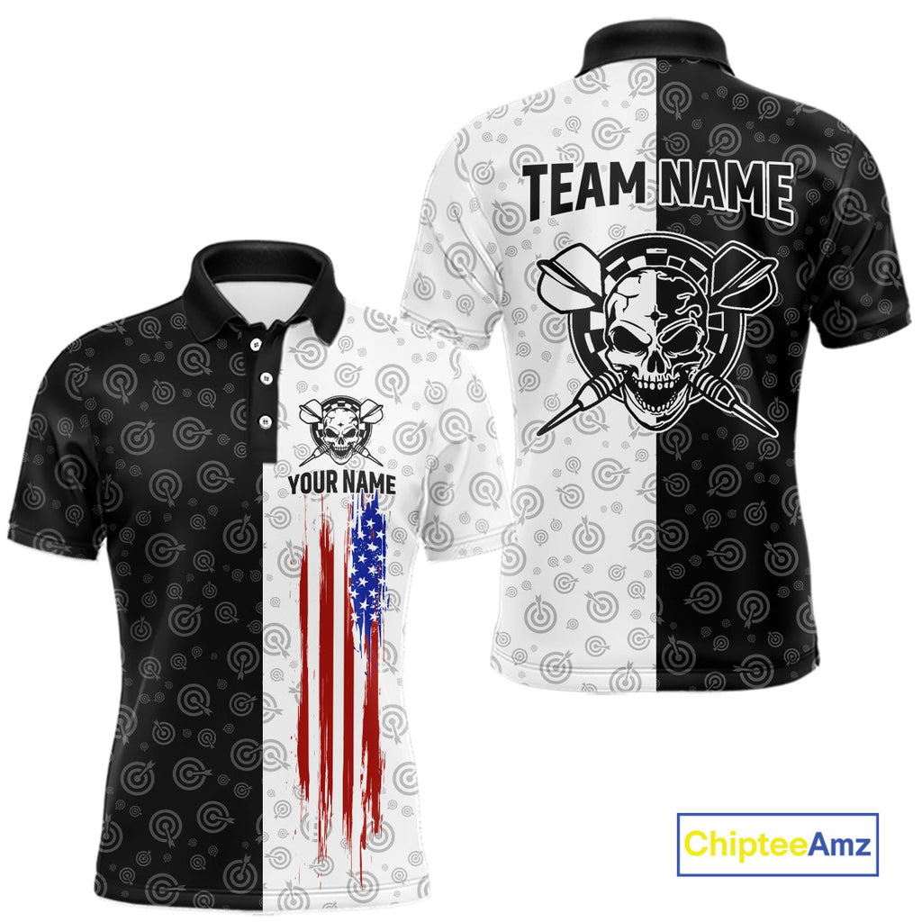 Custom American Flag Dart Team Shirt Skull Darts League Jersey