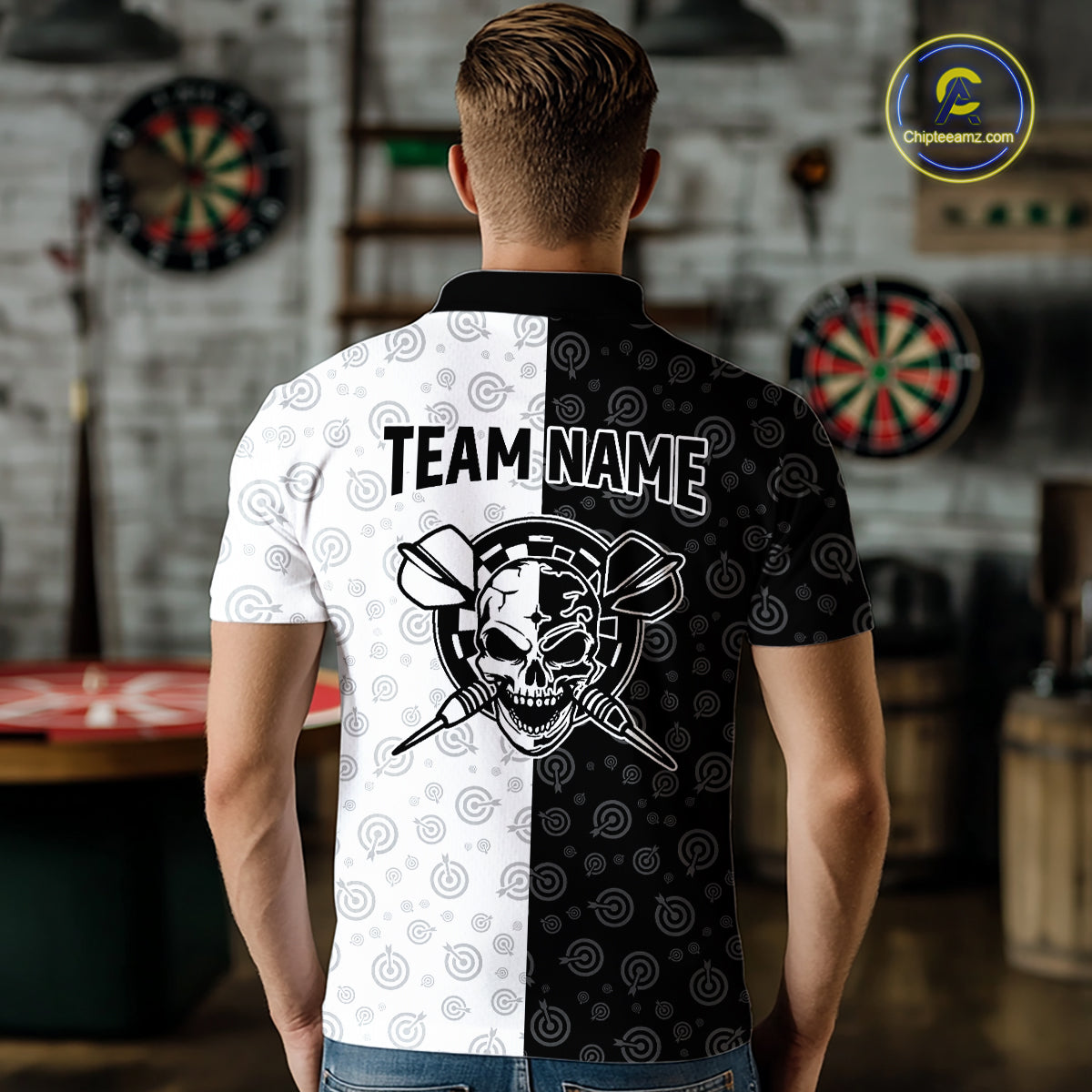 Custom American Flag Dart Team Shirt Skull Darts League Jersey