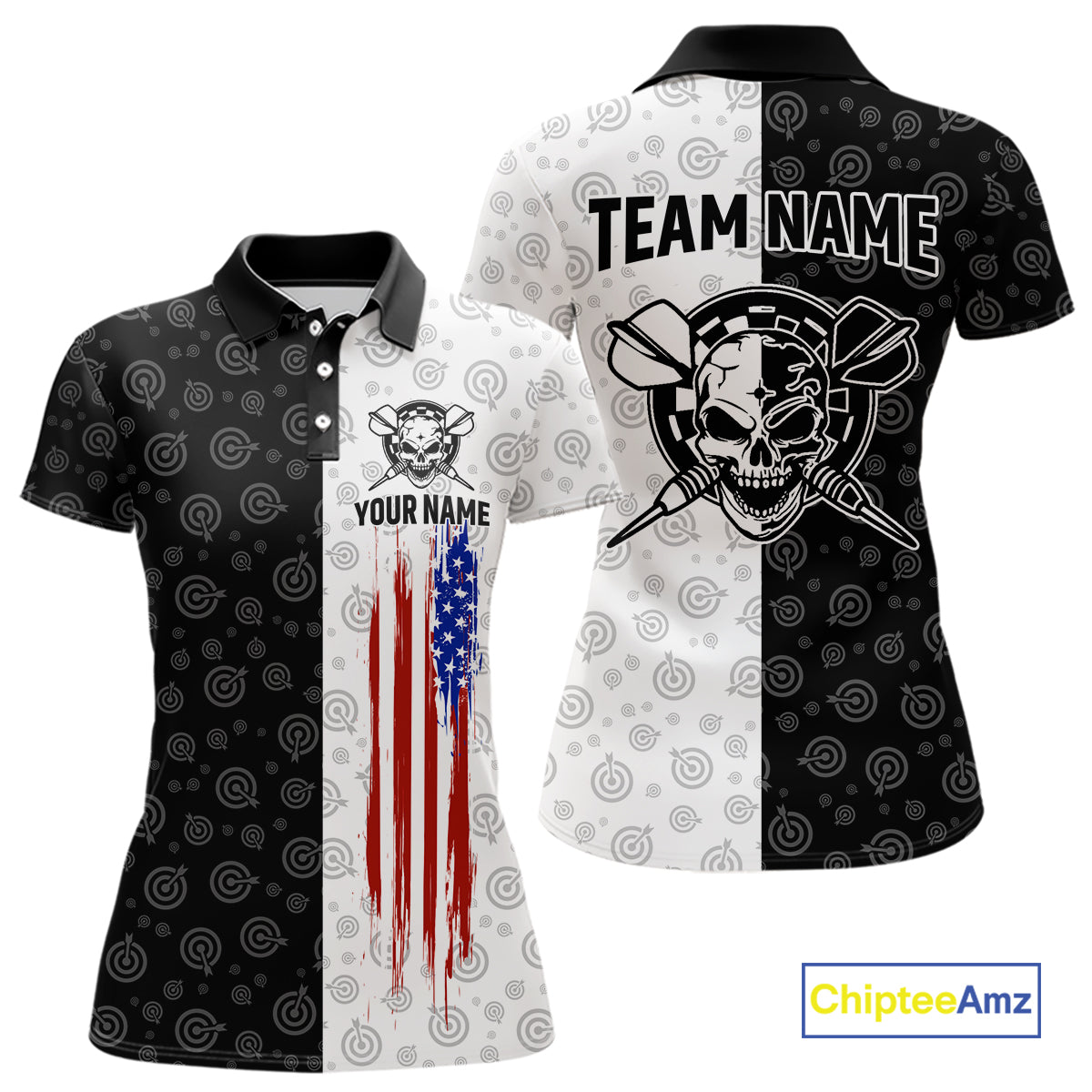 Custom American Flag Dart Team Shirt Skull Darts League Jersey