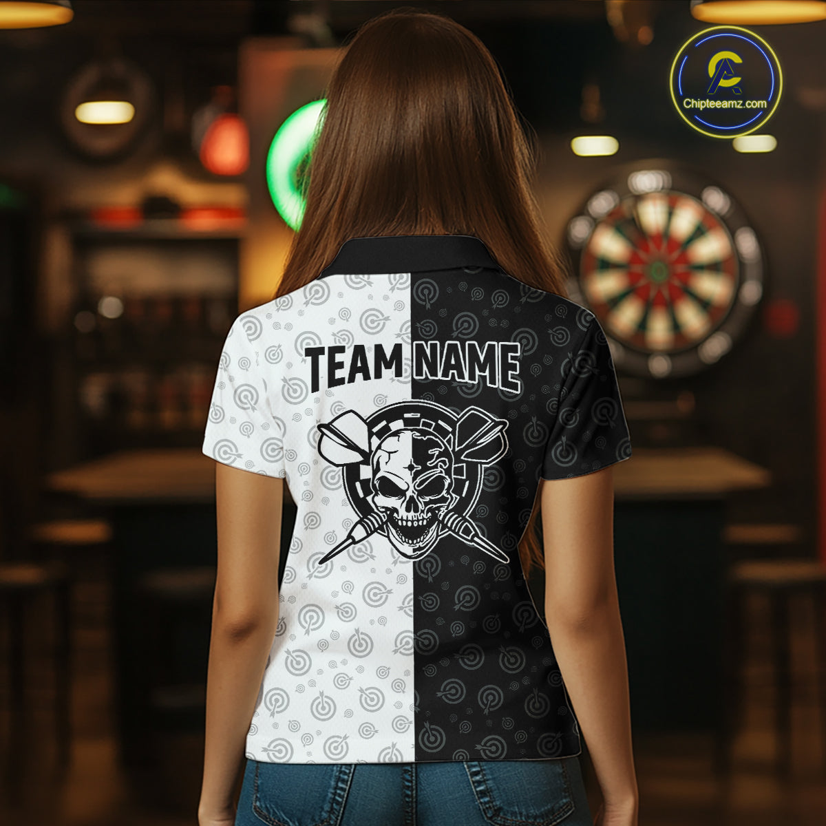 Custom American Flag Dart Team Shirt Skull Darts League Jersey