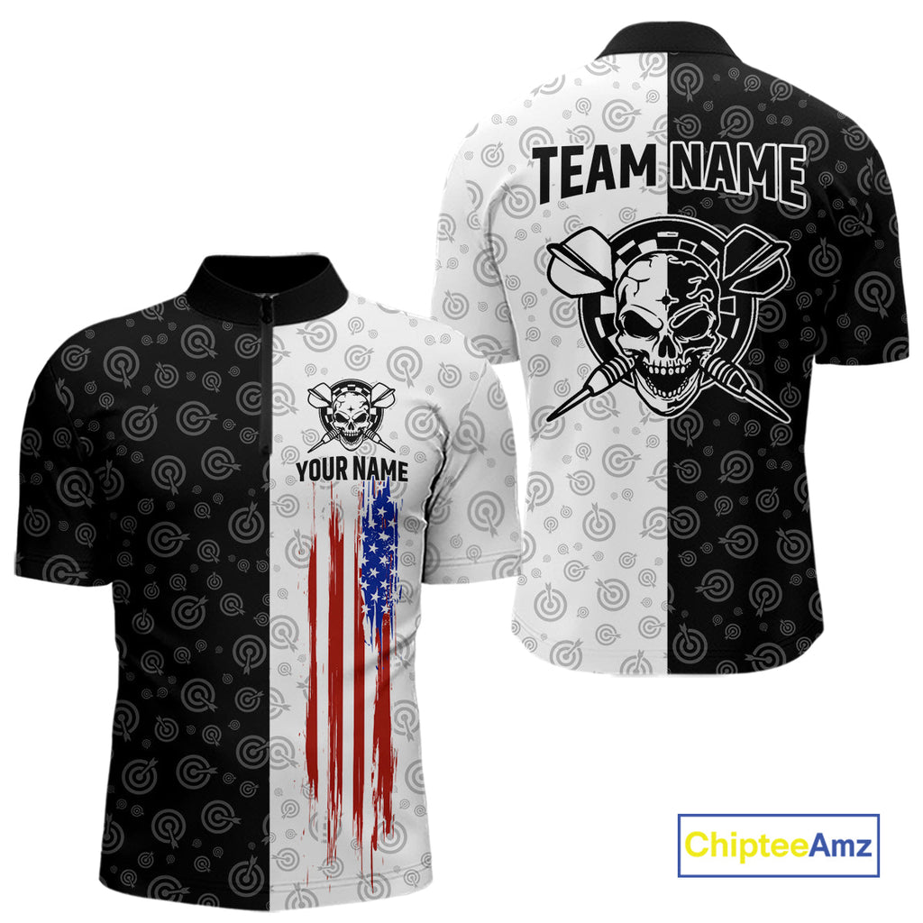 Custom American Flag Dart Team Shirt Skull Darts League Jersey