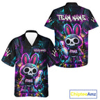 Custom Skull Bunny Bowling Hawaiian Shirt Gothic Bowling Team Jersey