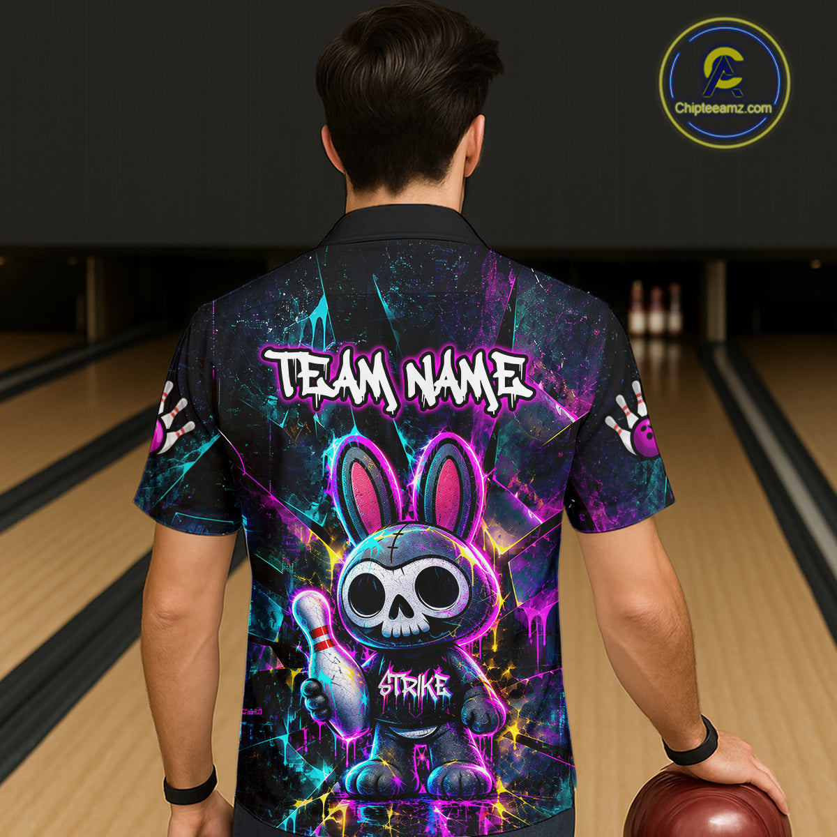 Custom Skull Bunny Bowling Hawaiian Shirt Gothic Bowling Team Jersey