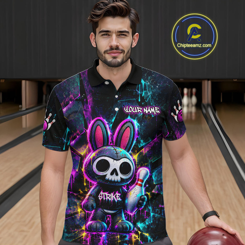 Custom Skull Bunny Bowling Shirt Gothic Bowling League Jersey