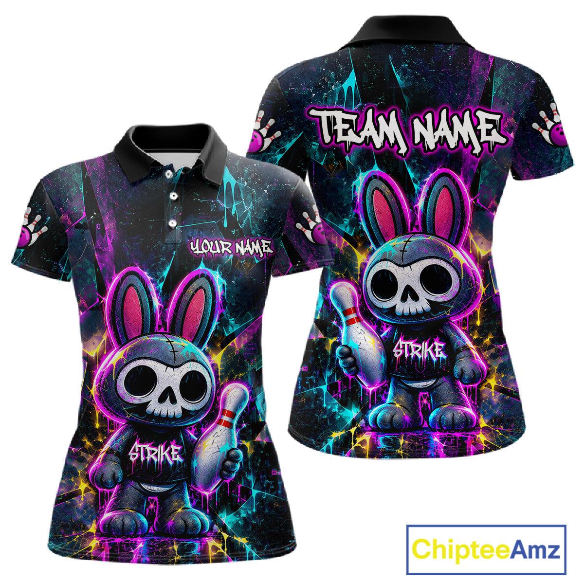 Custom Skull Bunny Bowling Shirt Gothic Bowling League Jersey